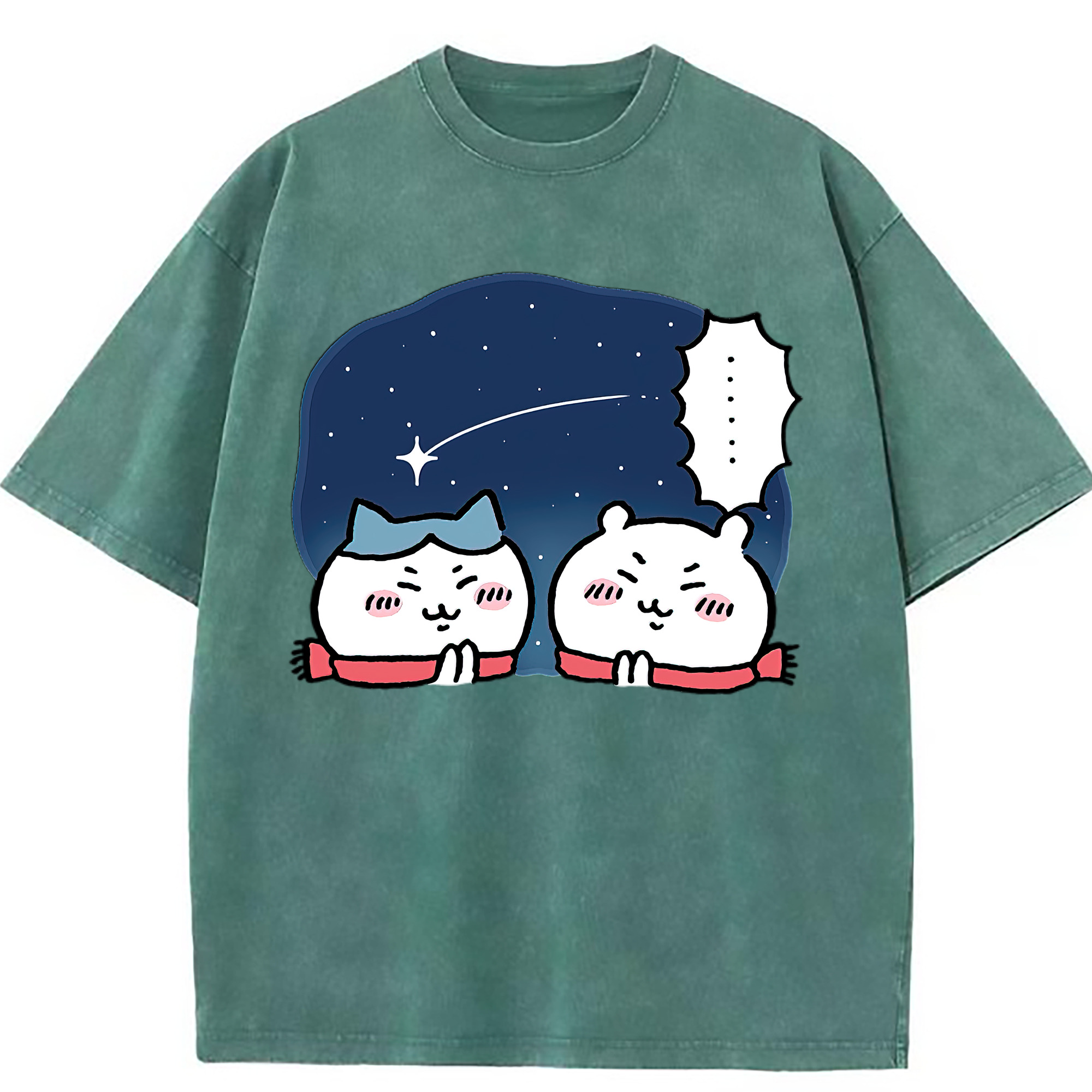 （画像用） ちいかわ ハチワレ Chii-kawa hachiware 綿100% ヴィンテージ風 半袖Tシャツ（フロントプリント）